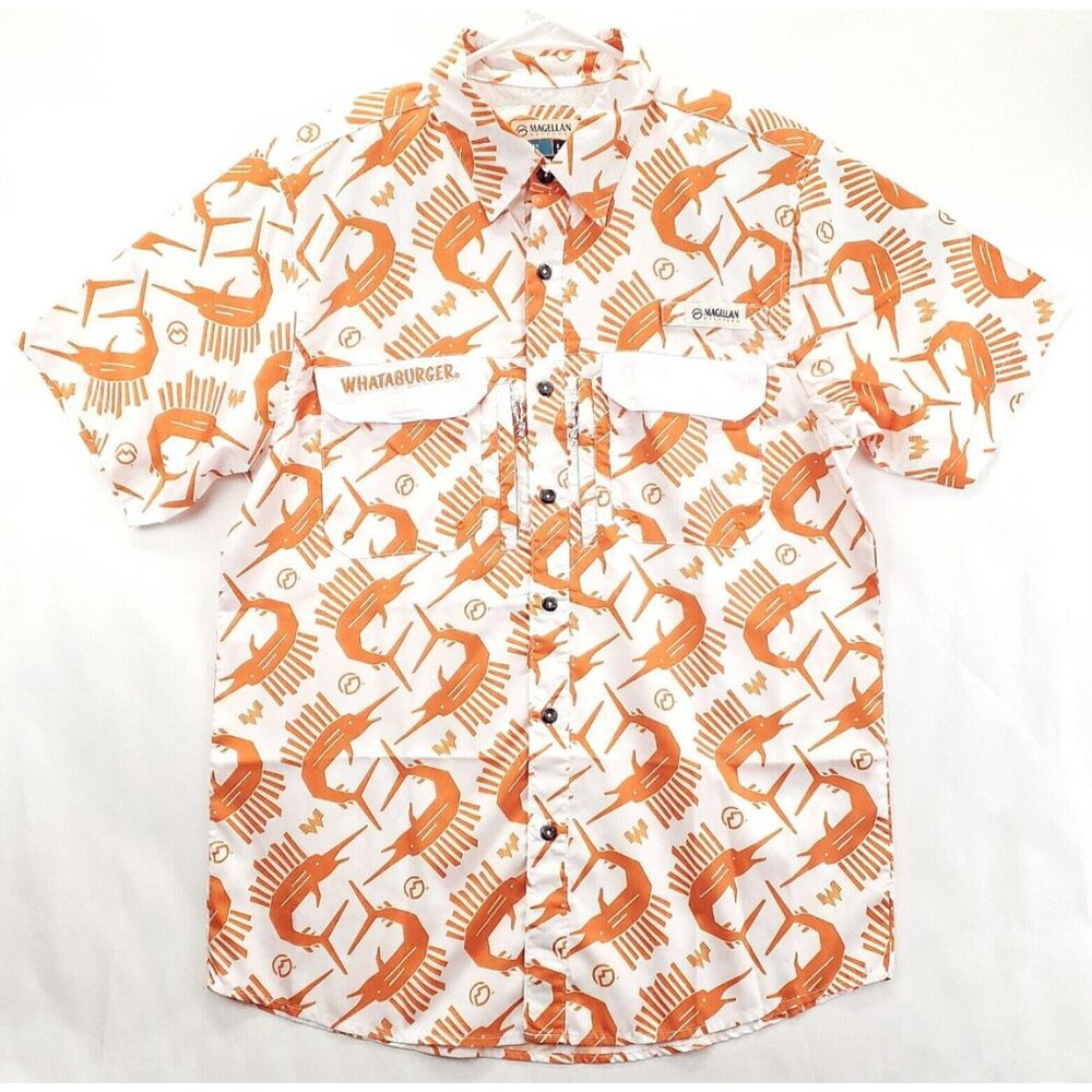 Magellan Whataburger Shirt Mens S White Orange Fish Gear Relaxed Fit